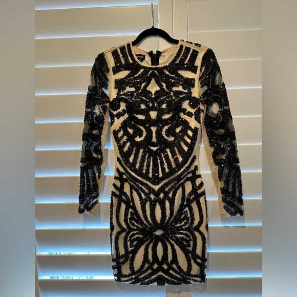 Bebe Mesh + Sequin Cocktail Party Dress - Picture 2 of 8